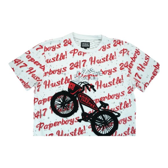 Risq Takers Men's  T-shirt, Size‎ Large L - Paperboys 24/7 Hustle Print - Picture 2 of 4
